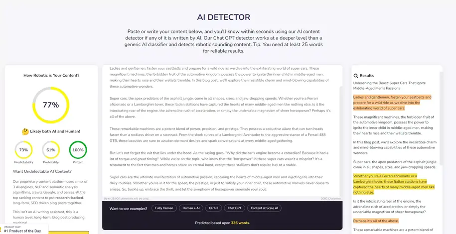 This method of AI detection has again detected ai written content