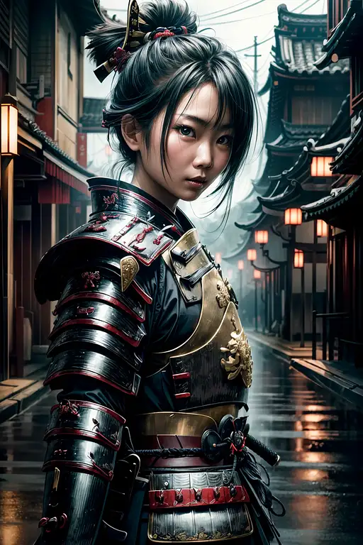 an artistic picture of a female samurai